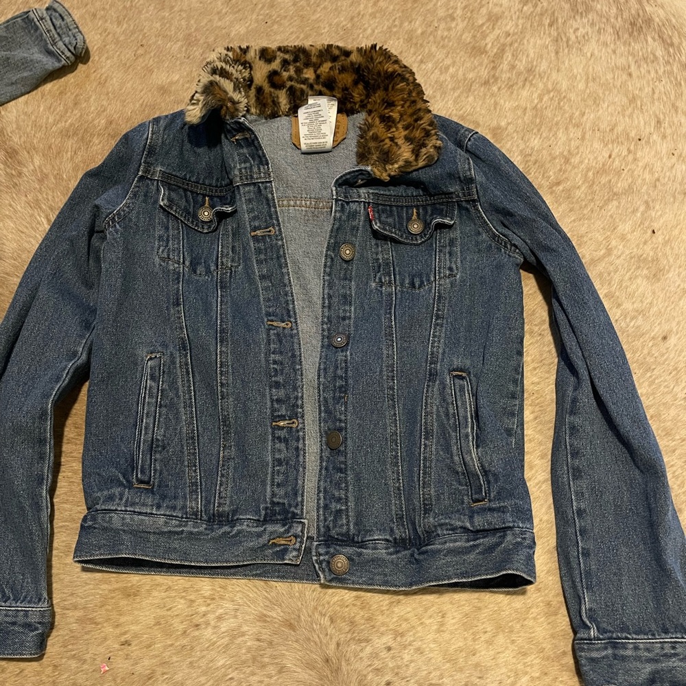 Levi Fur Collar Youth Large Denim Jean Jacket
